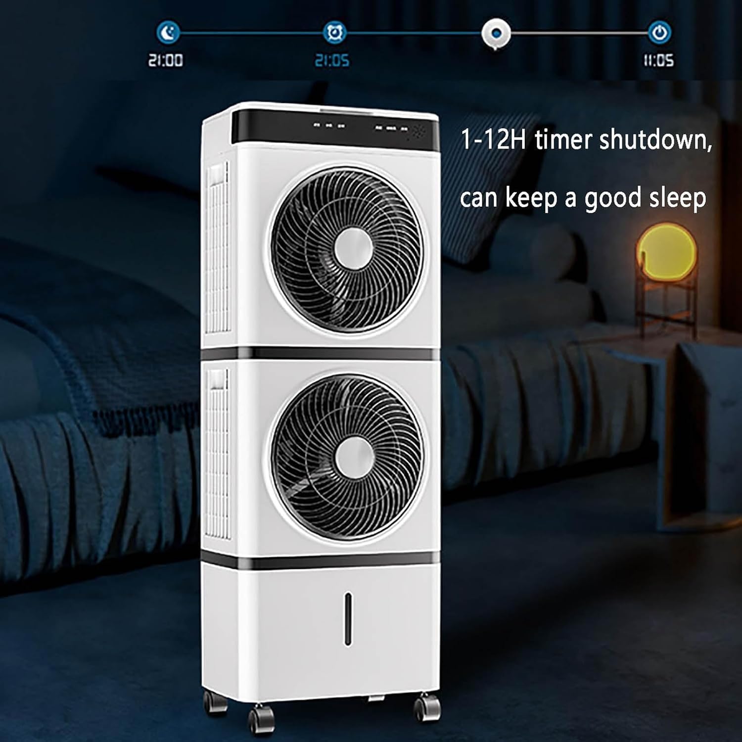 GENERIC Refroidisseur évaporatif Portable Avec Réservoir 14L Et Télécommande, Ventilateur à 3 Vitesses Avec Minuterie 12h Pour Un Refroidissement Rapide Dans Le Salon Et Le Bureau