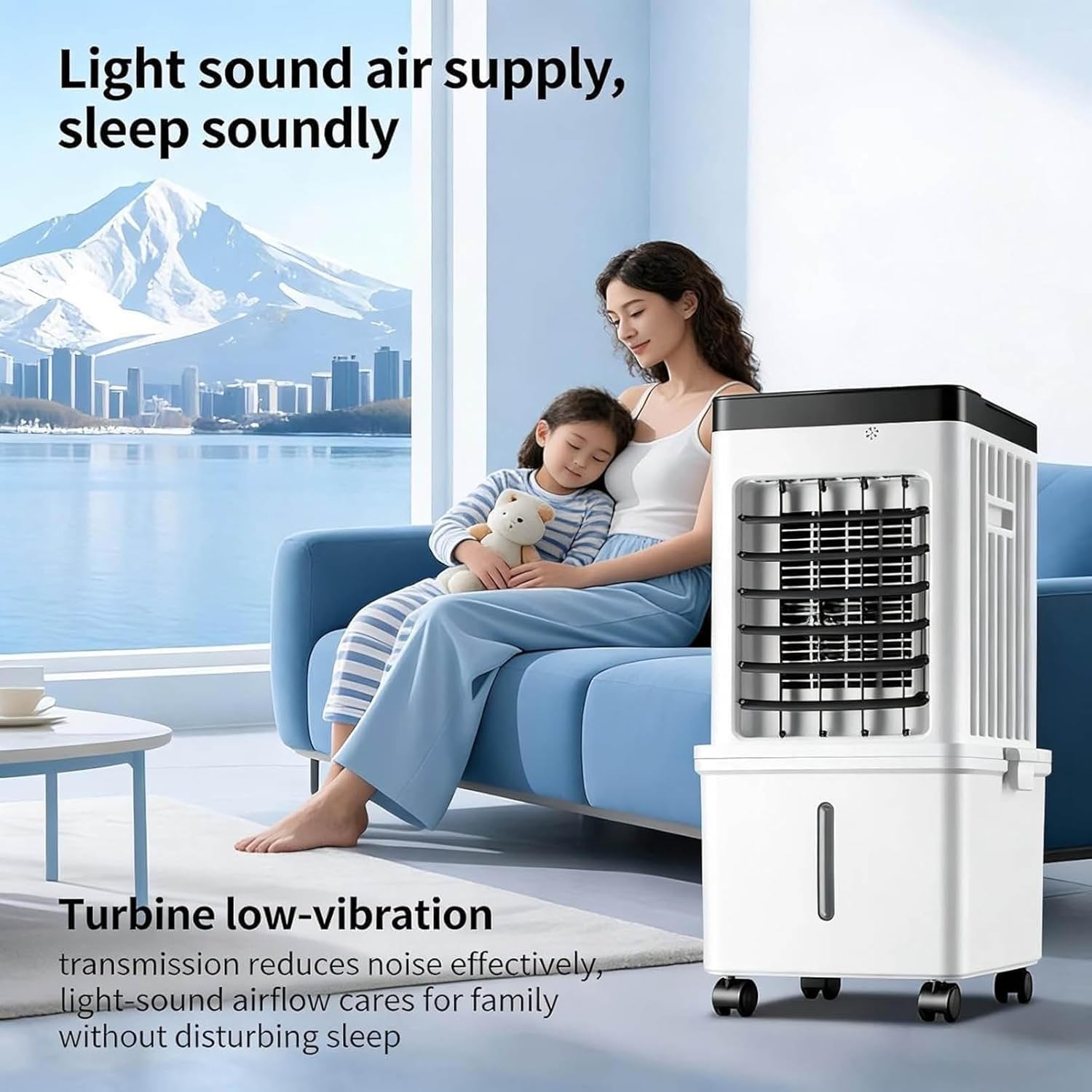 GENERIC Refroidisseur D'air évaporatif Portable 10L Avec Roues, Ventilateur à 3 Vitesses à Faible Bruit Pour La Chambre De Bureau à Domicile, Dispositif De Refroidissement Silencieux à économie D'énergie Avec