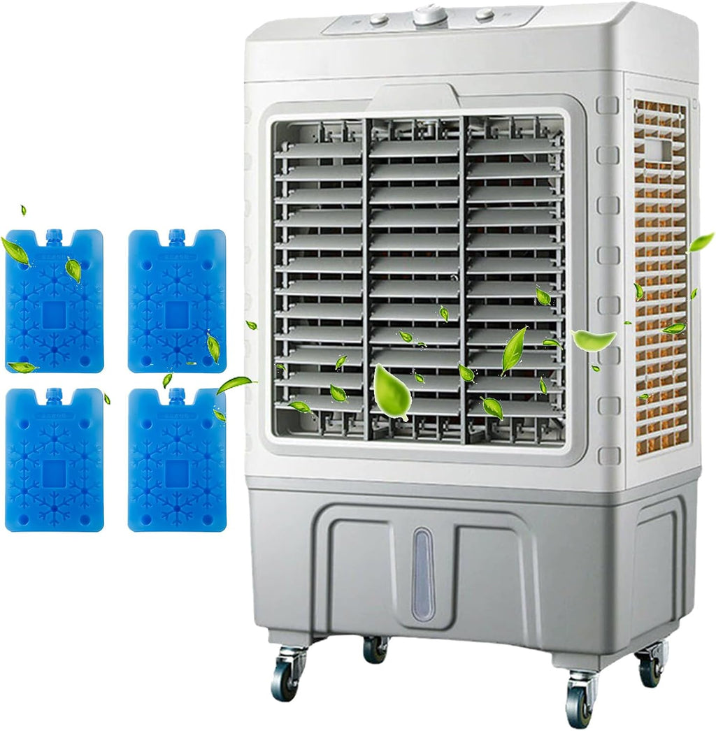 GENERIC Ventilateur De Refroidisseur évaporatif Portable 3 En 1 Avec Paquets De Glace, Réservoir 50L, 120 Oscillation, 3 Vitesses, Grand Refroidissement Extérieur De Pièce Pour Le Circulateur D'air Efficace à