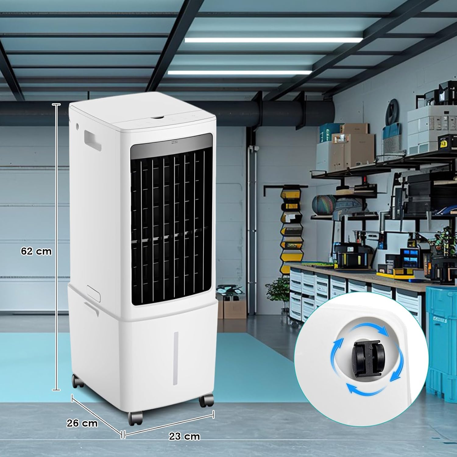  Rafraîchisseur D'air Évaporatif 12L (Alternative Climatiseur Mobile Sans Évacuation), 800 M³/h Puissant Portable, 3-en-1 Ventilateur & Humidificateur Avec Télécommande, Minuteur 12H, 8 Pains De Glace