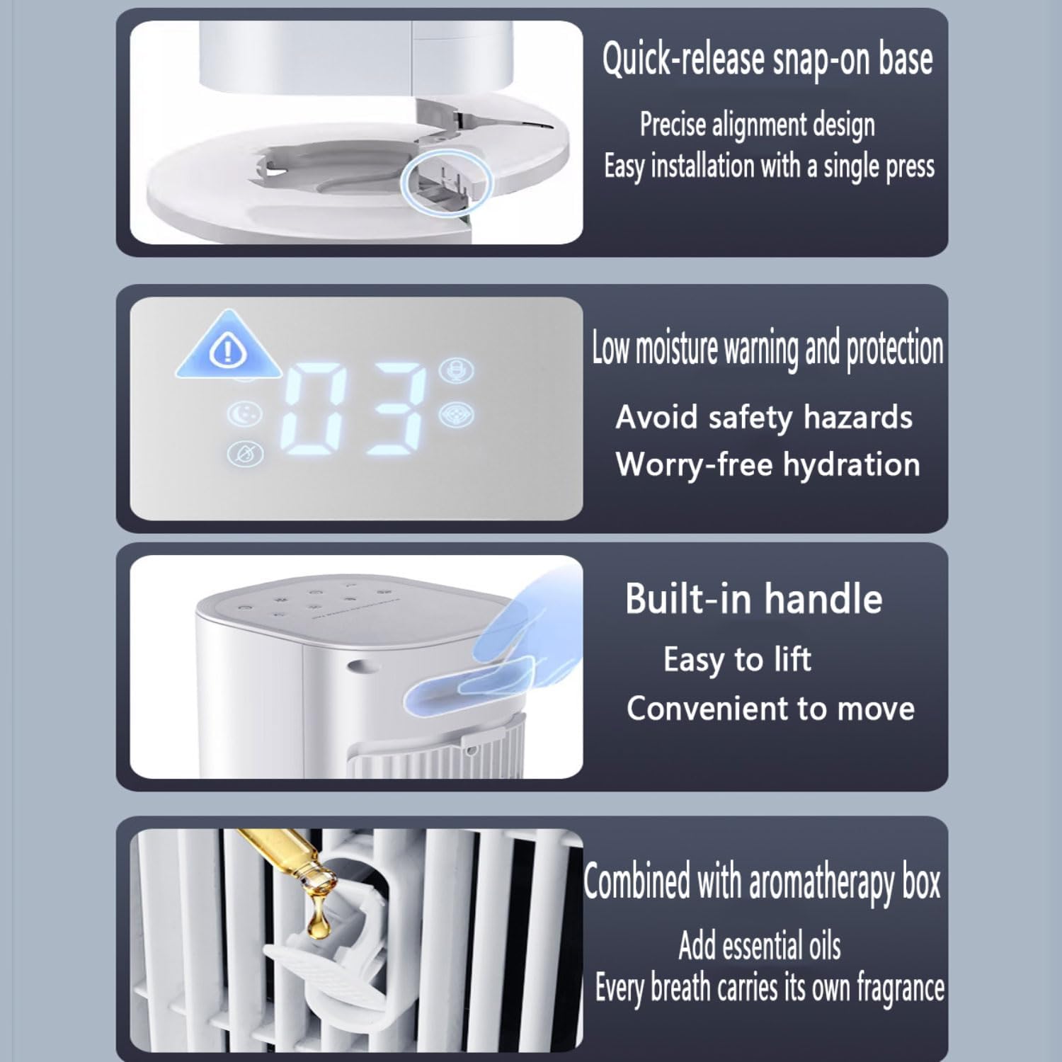 GENERIC Climatiseur De Tour Calme Avec Refroidissement Par évaporation, 3 Niveaux De Vitesse, Minuterie De 12 Heures Et Fonction D'arôme. Climatisation Portable, Pas De Fenêtres Nécessaires, Batteries De Refr