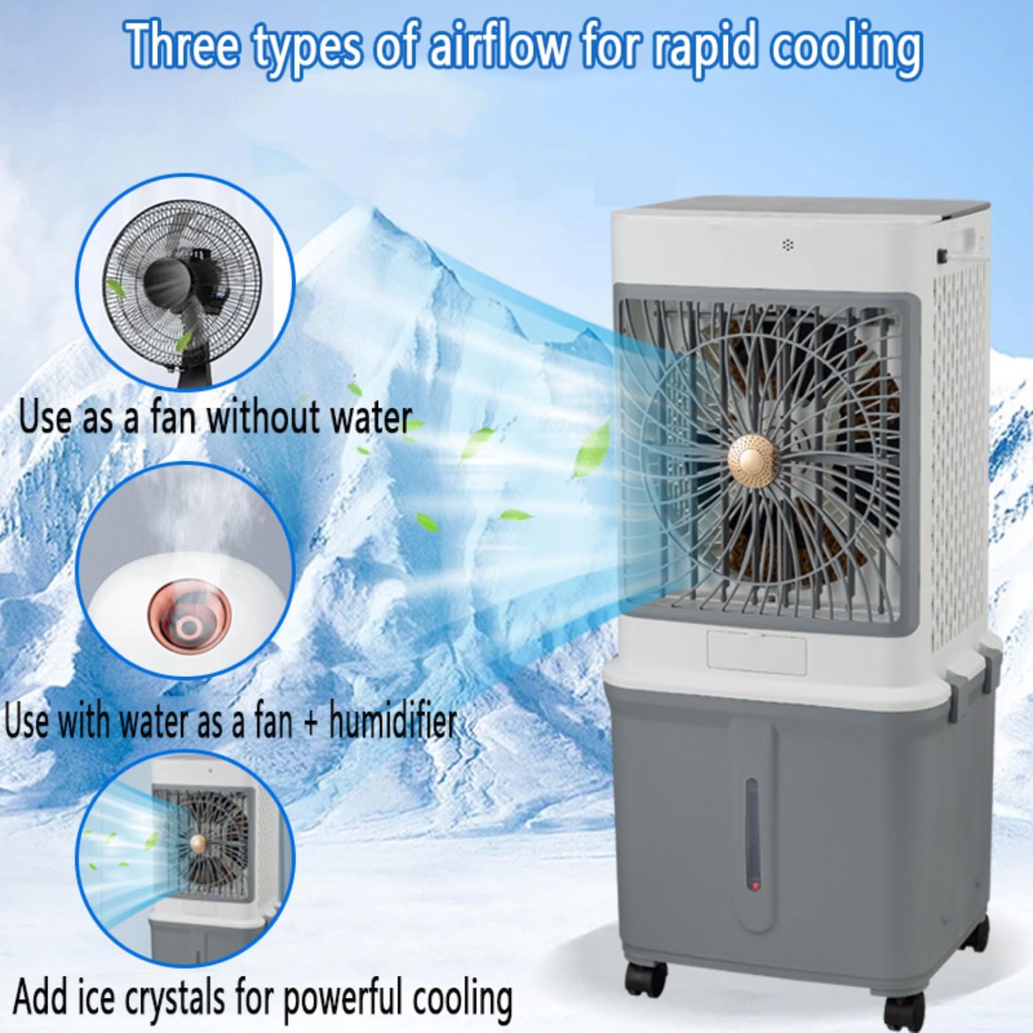 GENERIC Refroidisseur évaporatif Avec Réservoir 32L, Oscillation De 120°, Fonctionnement Silencieux à Partir De 50dB, Minuterie Et Télécommande, Refroidissement Et Hydratation Pour Les Chambres, Bureau Et Cam
