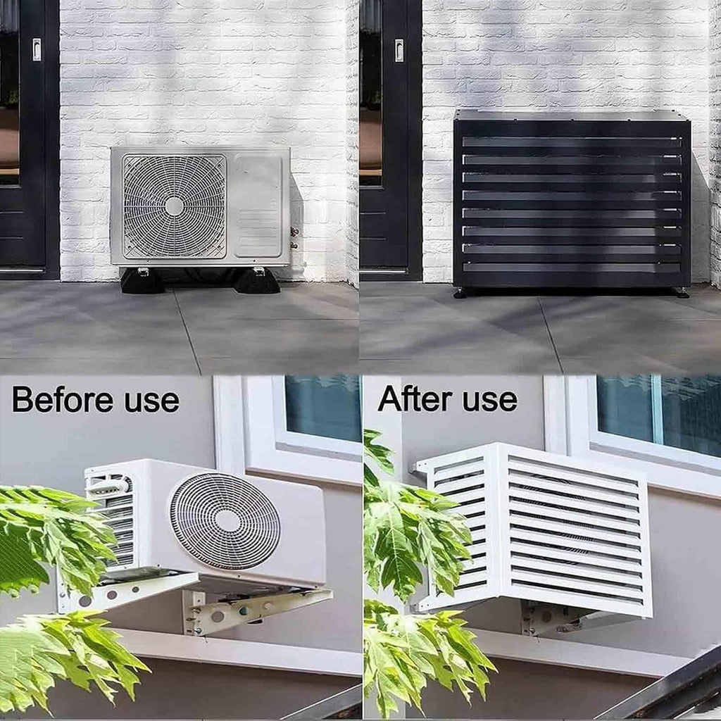 GENERIC Housse De Climatiseur D'extérieur Résistante Aux Intempéries – Protection De Pompe à Chaleur En Aluminium Réduisant Le Bruit – Barrière D'intimité Toutes Saisons Pour Les Conditions Météorologiques