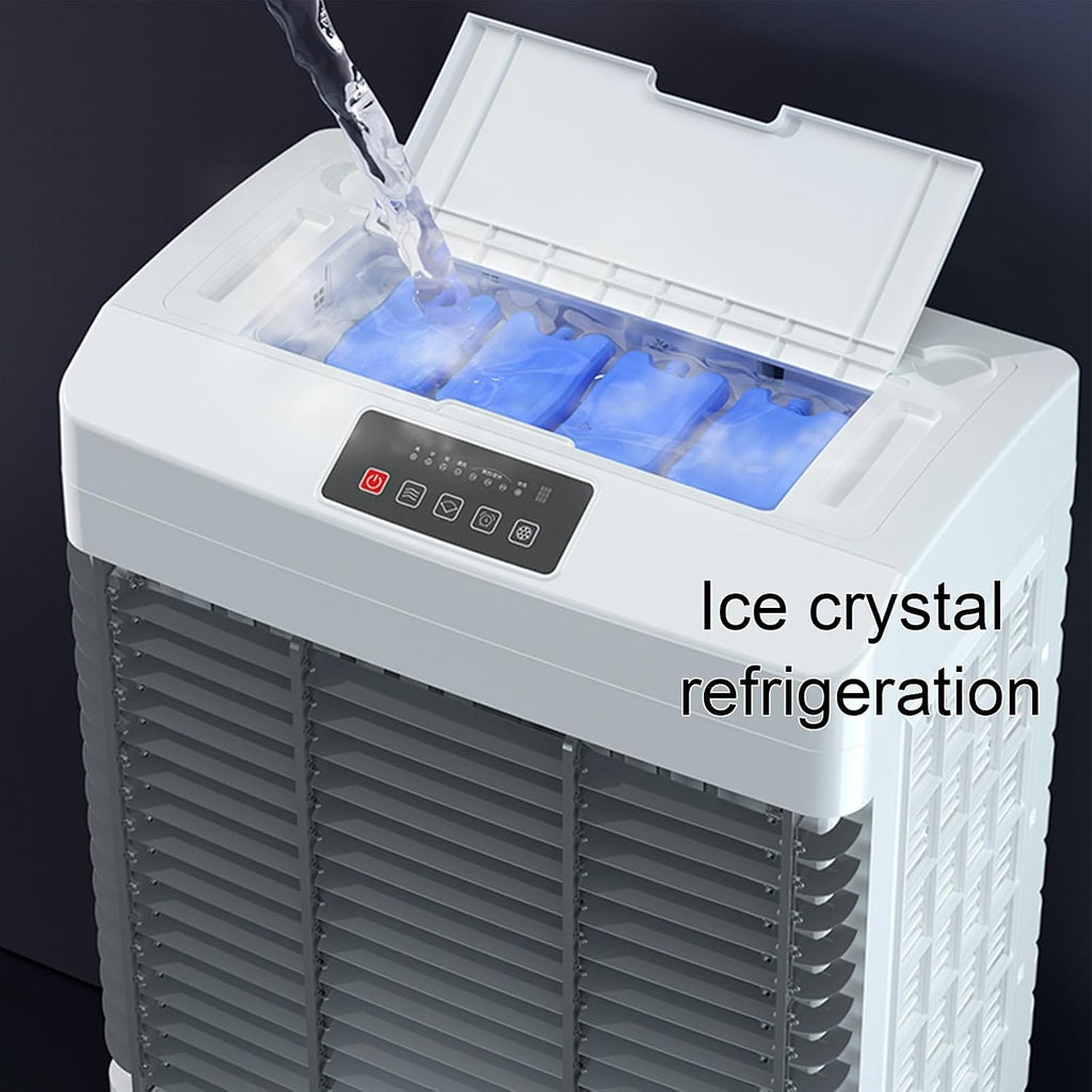  Climatiseur Portable À Double Réservoir, Climatiseur Portable Avec Minuterie Et 4 Blocs De Glace, Refroidisseur Par Évaporation À 3 Vitesses Pour Salle De Réception De Bureau