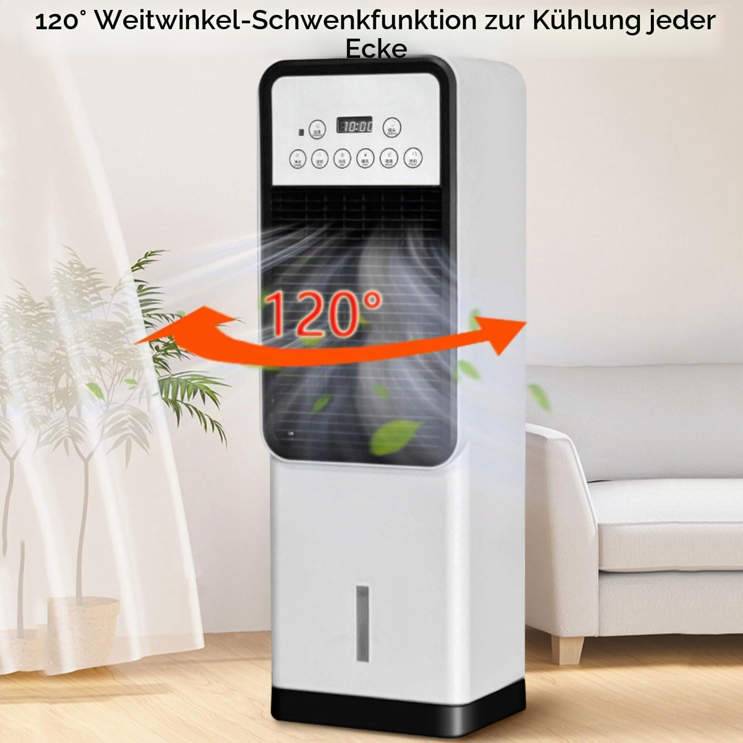 GENERIC Refroidisseur D'évaporation Portable Avec Télécommande, 3 étapes, 120° Pivotant, Minuterie, Batterie De Refroidissement, Silencieux Pour Chambre à Coucher Et Bureau