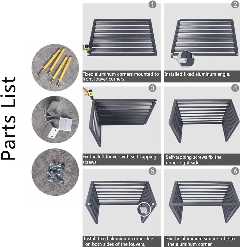  Support De Protection De Climatiseur, Housse De Climatiseur Et De Pompe à Chaleur En Aluminium, Housse De Climatiseur Mini-Split Pour Unités Extérieures, Réduction Du Bruit, Support De Clima
