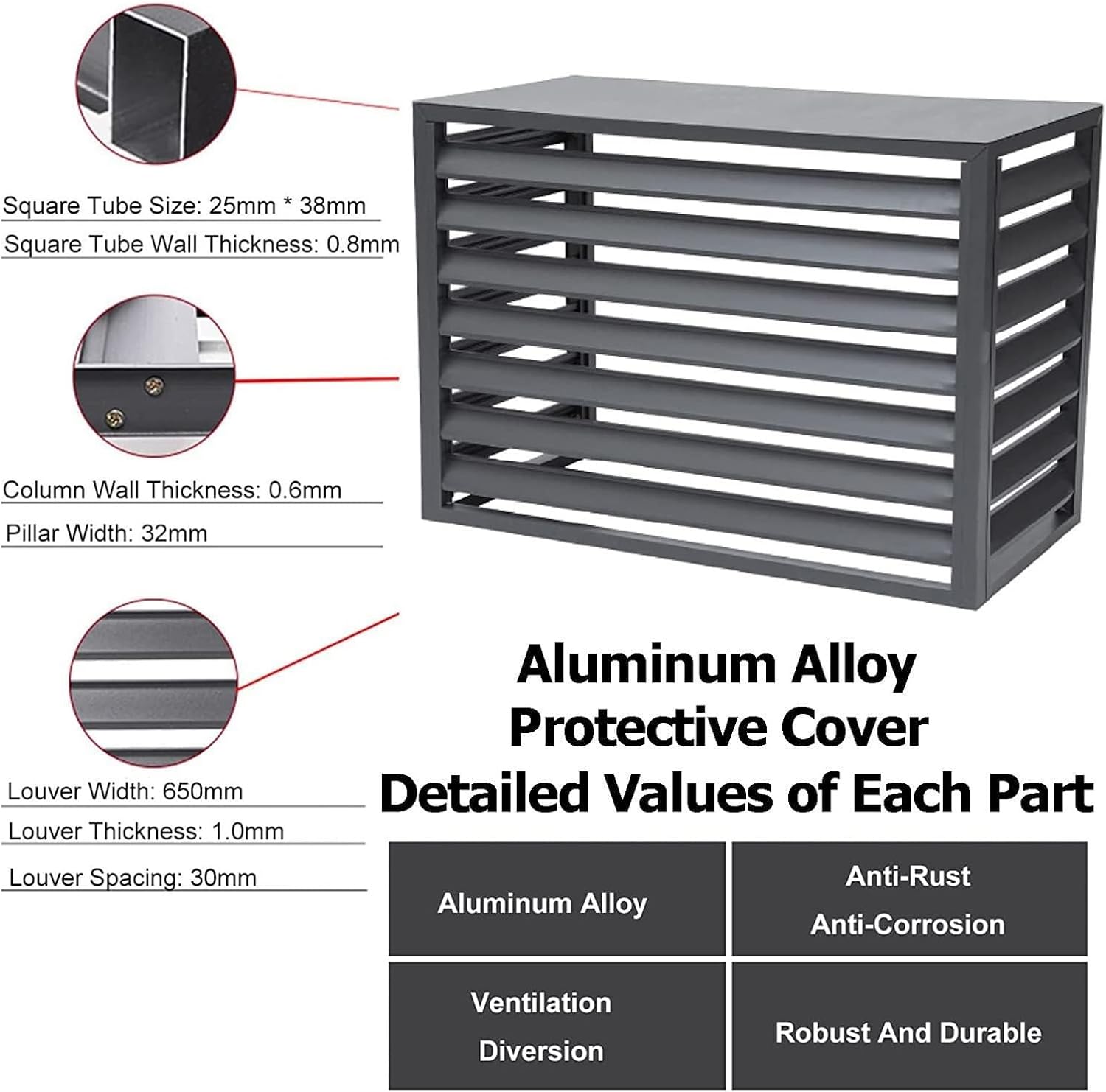 GENERIC Housse De Protection Extérieure En Aluminium Pour Climatiseurs Et Poubelles - Grilles De Protection Décoratives Pour Pompes à Chaleur, Climatiseurs Et Poubelles - Design élégant Et Résistant Aux