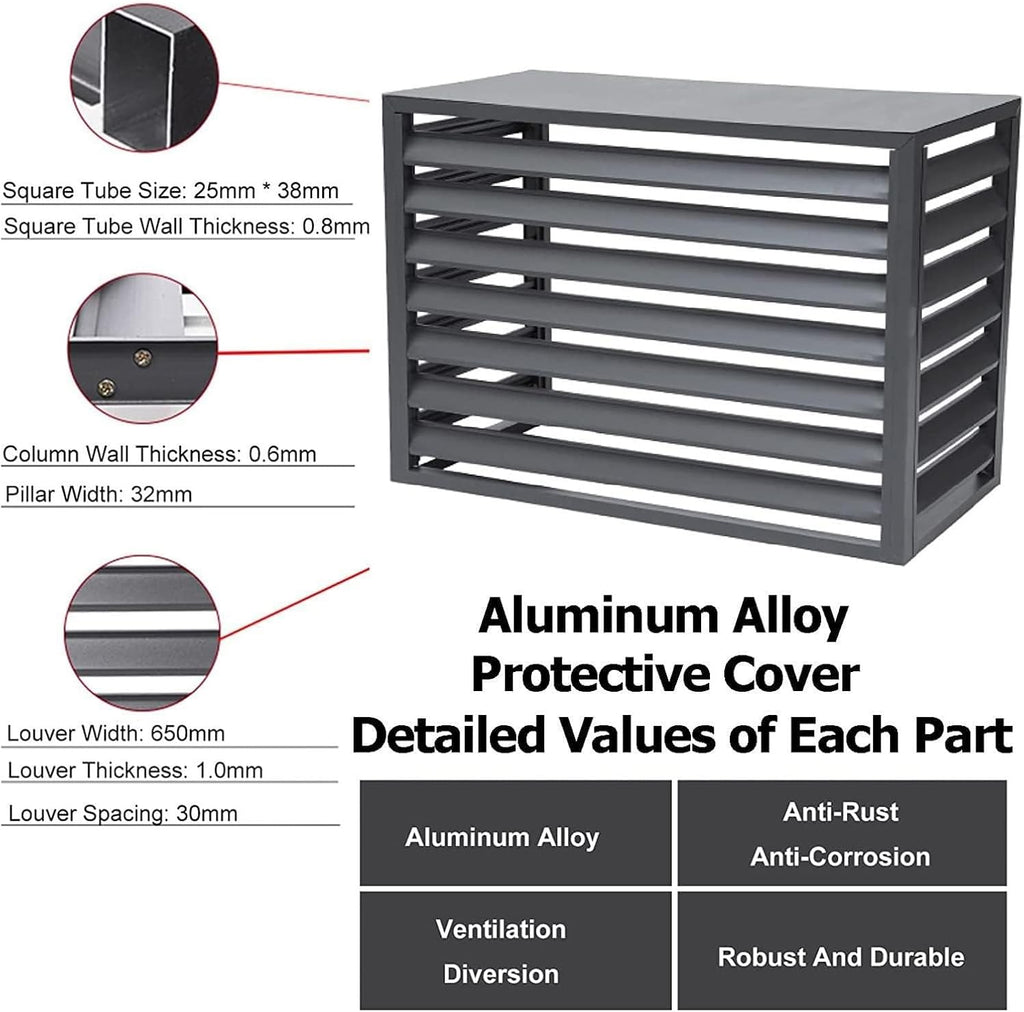 GENERIC Housse De Climatiseur Extérieur Imperméable En Aluminium Pour Pompe à Chaleur Protection De Jardin écran D'intimité Pour Climatisation Pour Toutes Les Saisons (couleur : Gris)