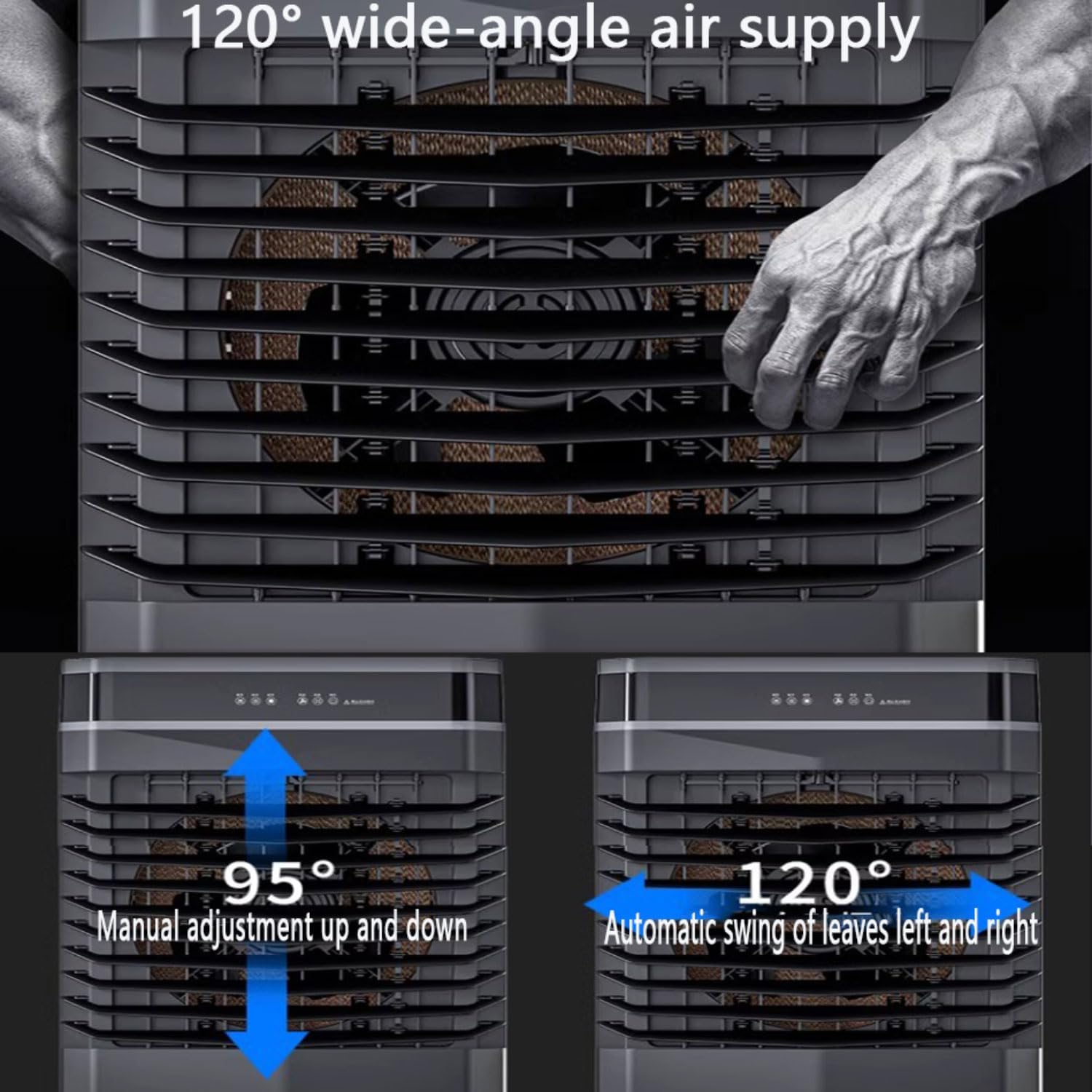 GENERIC Climatiseur évaporatif Portable, Moteur En Cuivre Amélioré, Grand Réservoir D'eau, Blocs De Glace, Ventilateur De Refroidissement Pour Usage Intérieur Et Extérieur, Idéal Pour Les Chambres à Coucher