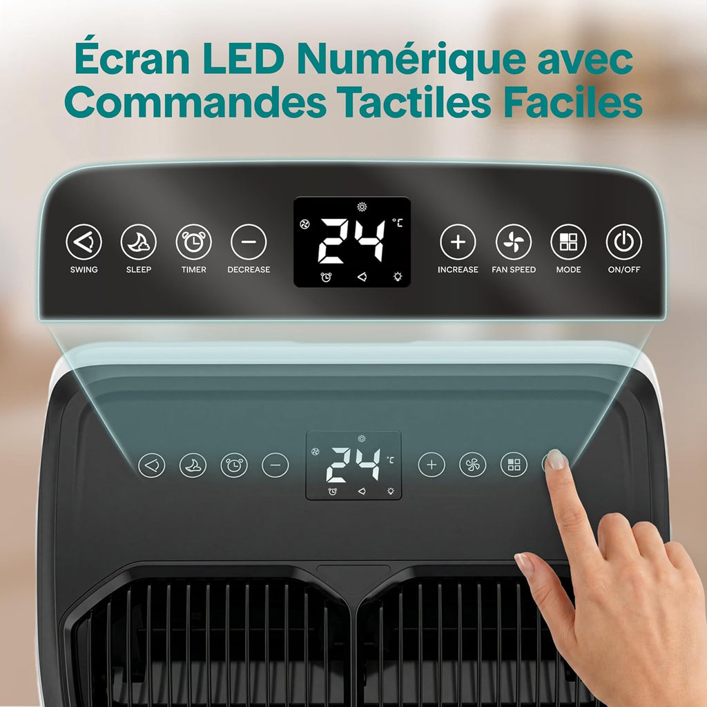  SereneLife Climatiseur Portable 12 000 BTU – Clim Mobile 4 En 1 Silencieuse Avec WiFi, Rafraîchisseur D’Air, Déshumidificateur, Ventilation, Chauffage, Kit Fenêtre, Contrôle APP