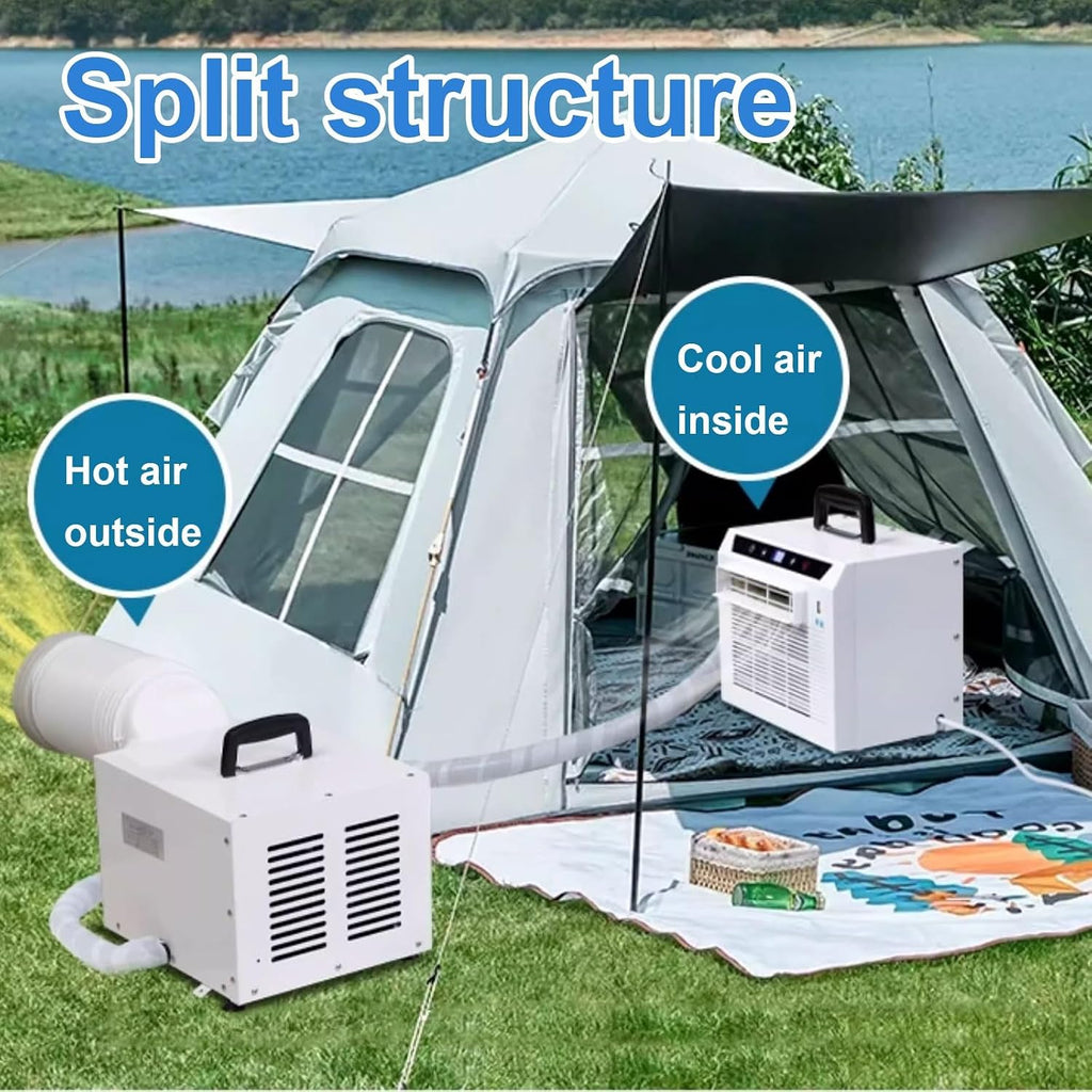  3000 BTU Split AC Avec Contrôle Tactile Et Télécommande, Refroidisseur De Chambre Portable Pour Le Camping à Domicile, Minuterie 12H, Poignée Renforcée, Fonctionnement Silencieux, Filtre Propre Facile