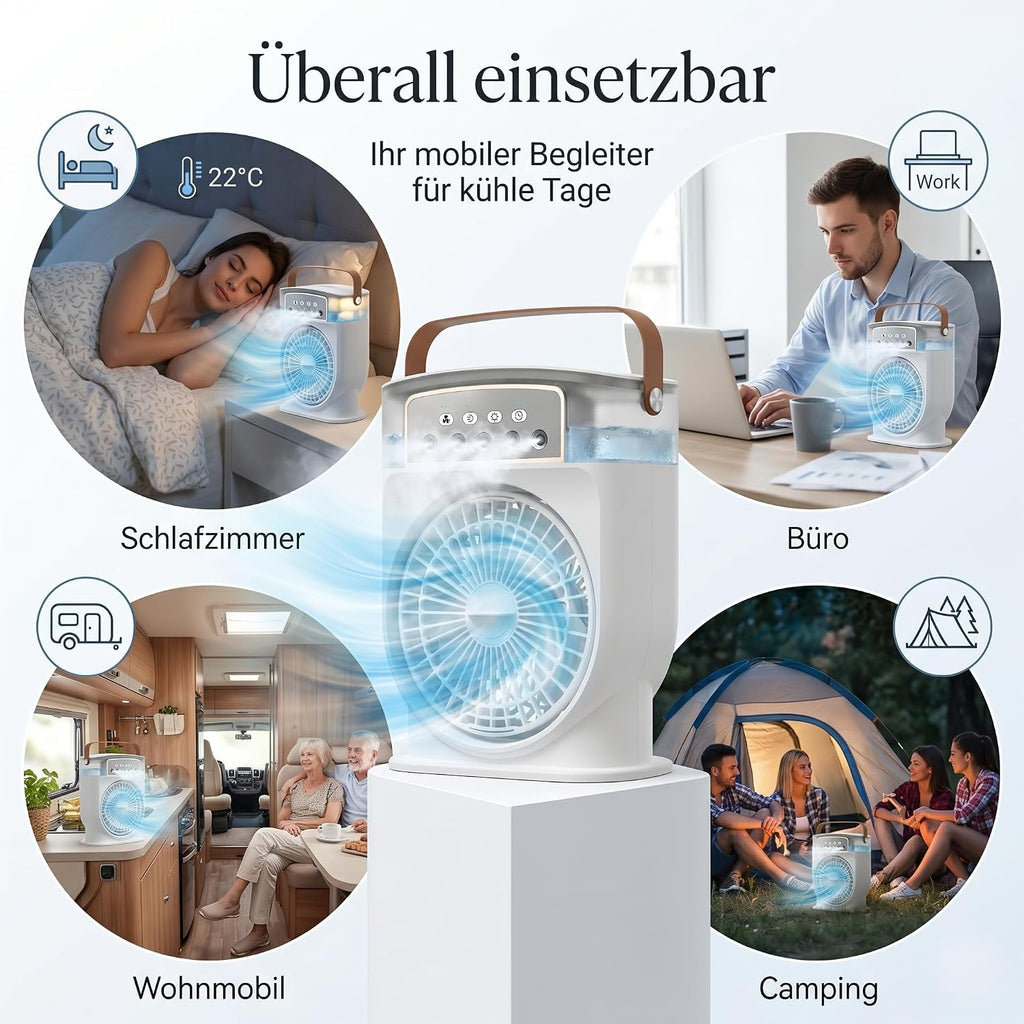  Mini Climatiseur Mobile Sans Évacuation, Ventilateur Brumisateur | Portable Silencieux Rechargeable Type-C Humidificateur Avec Minuterie 3 Vitesses 3 Niveaux De Brume Idéal Pour Chambre Bureau