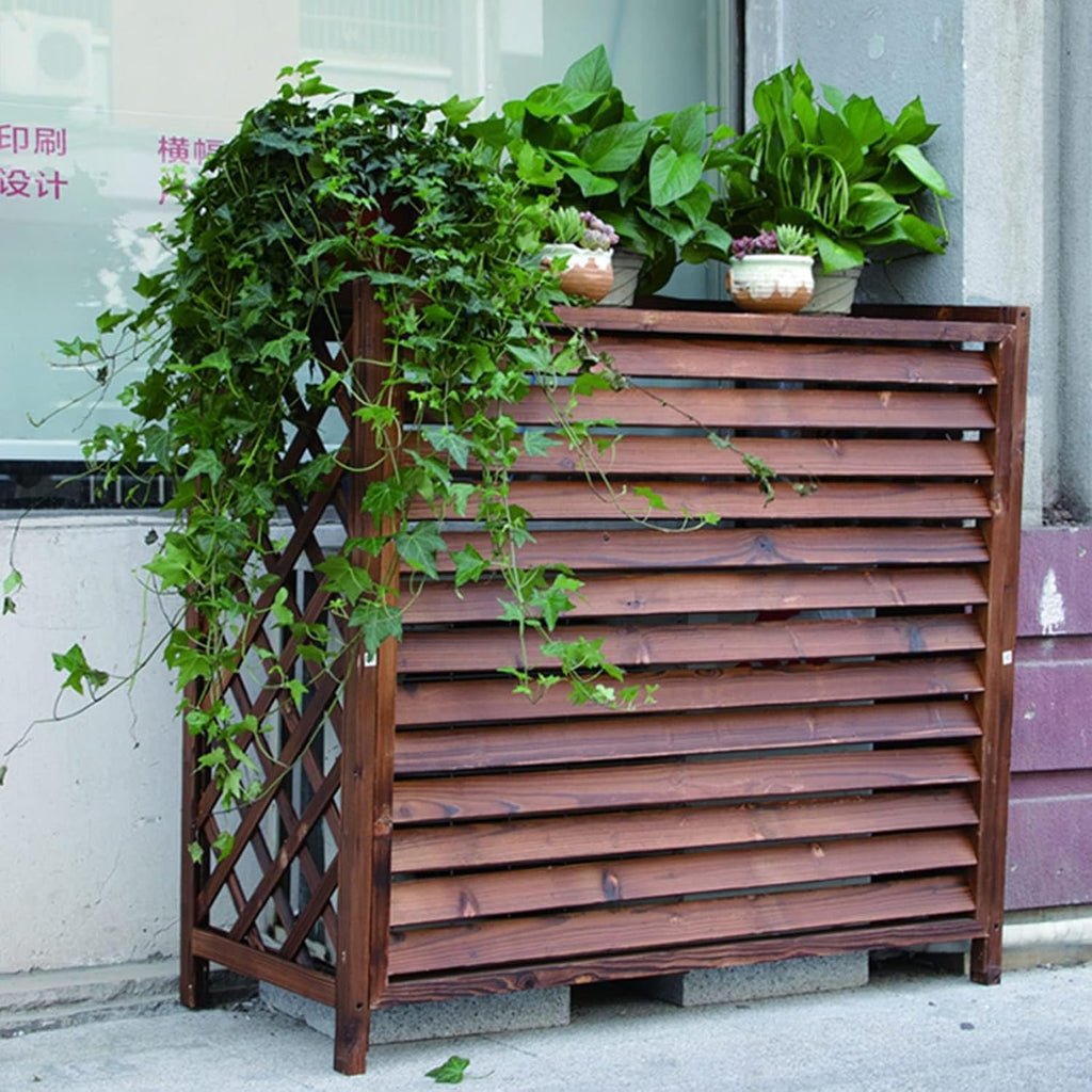 GENERIC Housse En Bois Pour Climatiseur Et Pompe à Chaleur – Grille En Bois Massif Pour Unités AC, Améliore L'esthétique De La Maison, Résistant Aux Intempéries