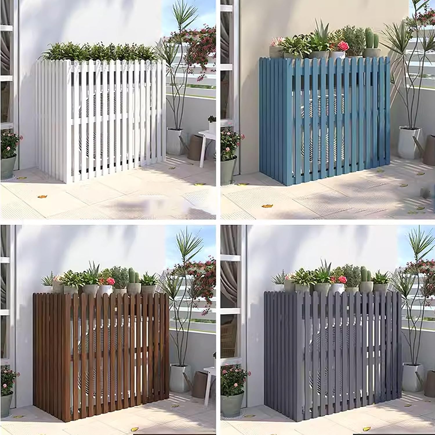 GENERIC Housse De Pompe à Chaleur Extérieure – Boîtier De Climatiseur En Bois Résistant Aux Intempéries – Bouclier Décoratif Pour Unités Extérieures – Gris – 120 X 60 X 105 Cm – Accessoires De Jardin