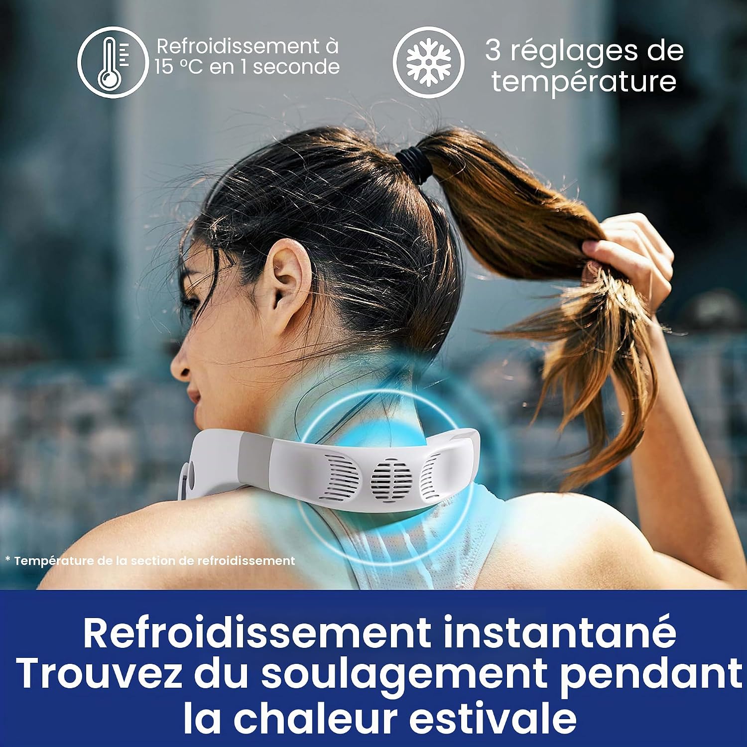 GENERIC Ventilateur De Cou Rafraîchissant, Climatiseur Portable Rechargeable 2-en-1, Personnel Portable Avec Grande Batterie De 4400 MAh, Design Ergonomique