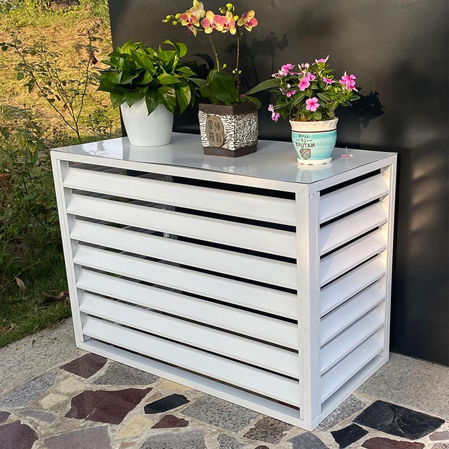  Support De Protection De Climatiseur, Housse De Climatiseur Et De Pompe à Chaleur En Aluminium, Housse De Climatiseur Mini-Split Pour Unités Extérieures, Réduction Du Bruit, Support De Clima