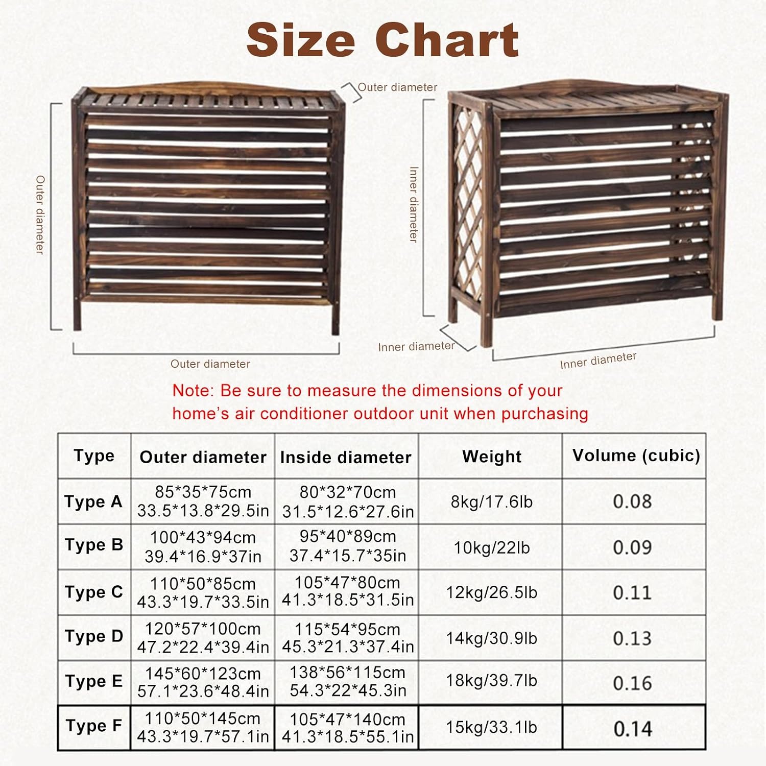 GENERIC Cache-climatiseur En Bois Avec Volets - Enceinte Extérieure Autoportante Pour équipement, Protection élégante Pour Climatiseur Et Poubelle, Décoration Intérieure/extérieure (Dimensions : 100