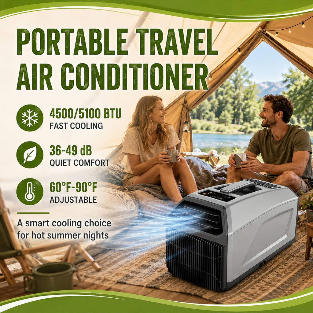  Mini Climatiseur Portable Pour Le Camping,avec Fonction 3 En 1 (Refroidissement,Déshumidificateur Et Ventilateur),Auto-Évaporateur Et Télécommande,Idéal Pour Tentes Et Caravanes 1300W