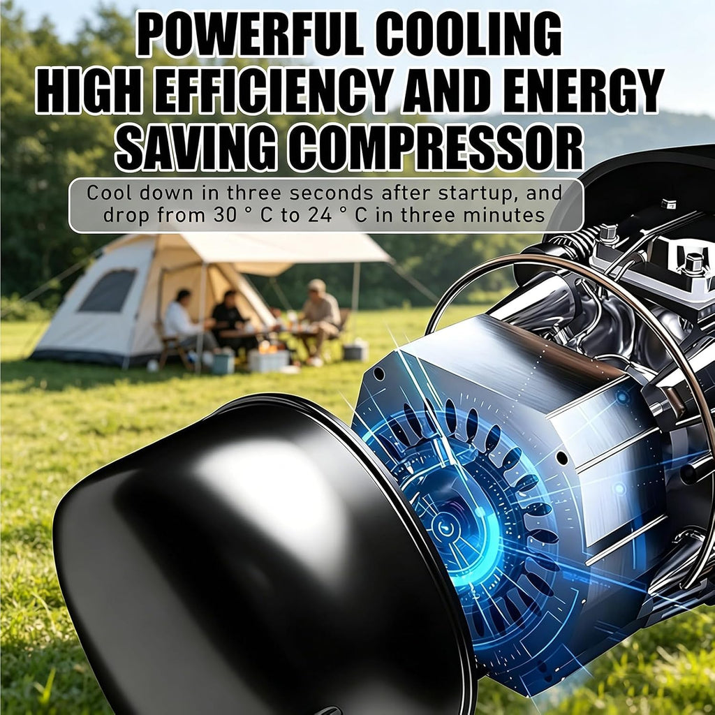  Climatisation Portable 420W, Compresseur Refroidisseur D'air Sans Montage De Fenêtre. Calme <42dB, Affichage Tactile Et Télécommande.Idéal Pour Camping-Car, Tente Et Camping.Aucun Drain Nécessaire.