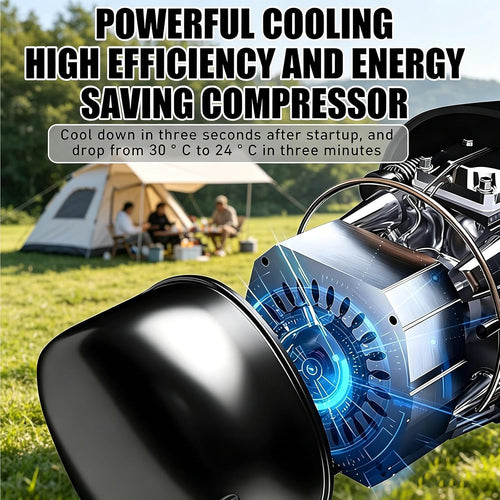 Climatisation Portable 420W, Compresseur Refroidisseur D'air Sans Montage De Fenêtre. Calme <42dB, Affichage Tactile Et Télécommande.Idéal Pour Camping-Car, Tente Et Camping.Aucun Drain Nécessaire.