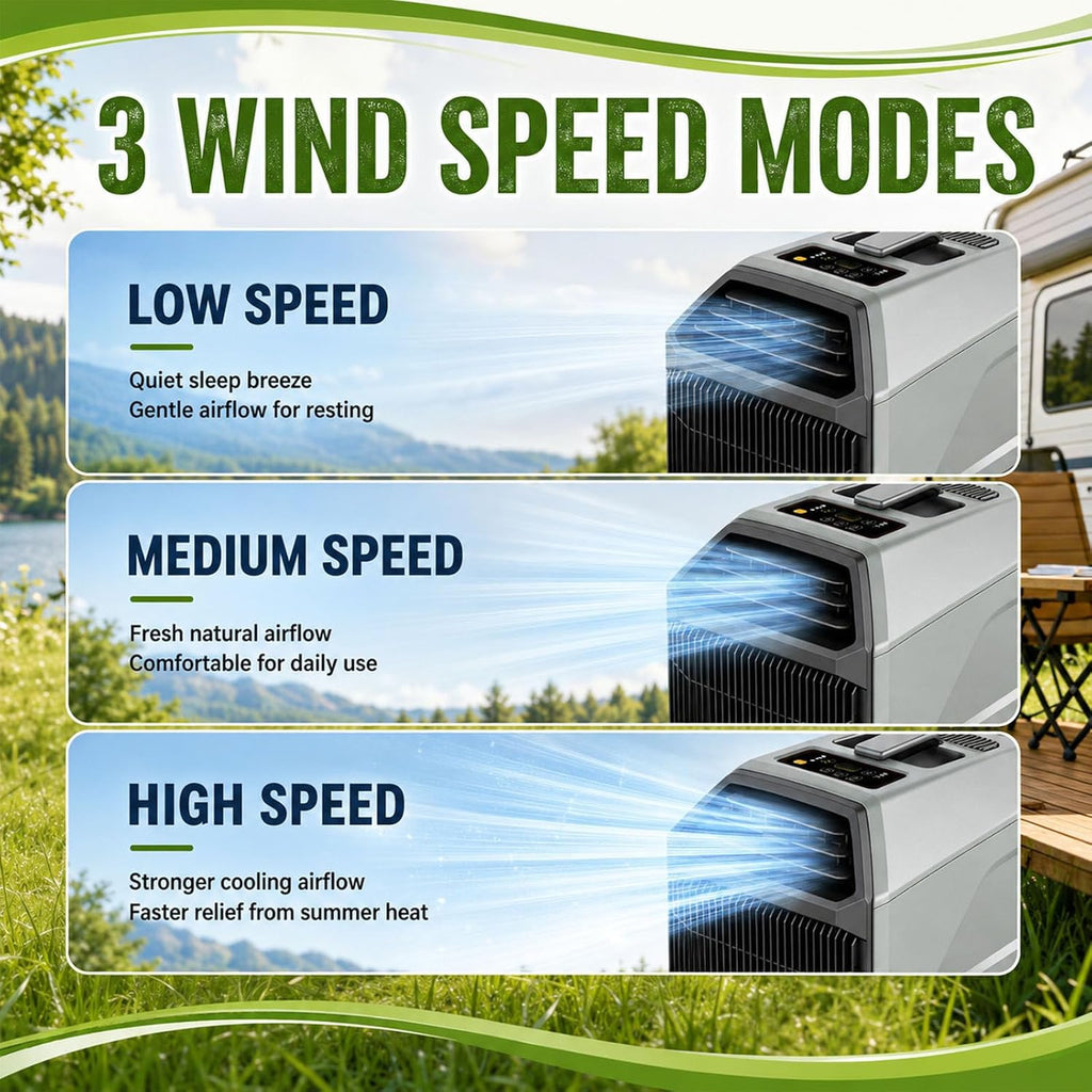  Mini Climatiseur Portable Pour Le Camping,avec Fonction 3 En 1 (Refroidissement,Déshumidificateur Et Ventilateur),Auto-Évaporateur Et Télécommande,Idéal Pour Tentes Et Caravanes 1300W