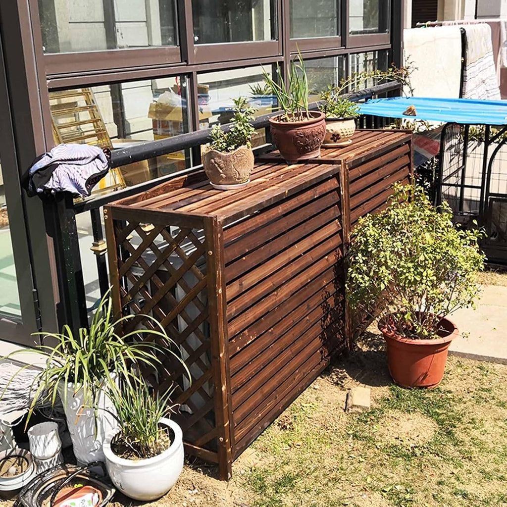  Clôture De Confidentialité En Bois Pour Climatiseur, Housse De Climatiseur De Jardin En Bois Massif, Support De Fleurs Dissimulé Pour L'extérieur, Pompes à Chaleur Décoratives