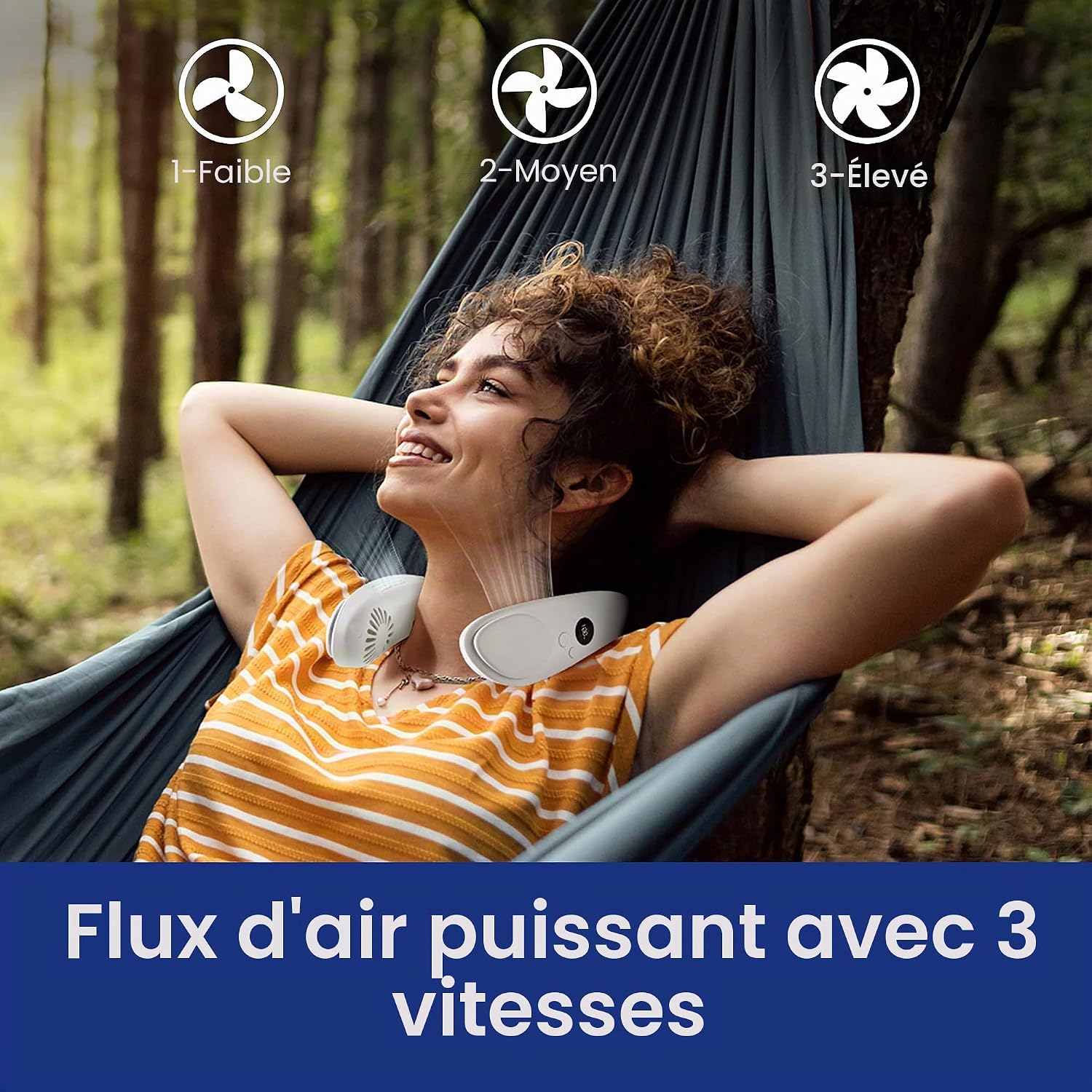 GENERIC Ventilateur De Cou Rafraîchissant, Climatiseur Portable Rechargeable 2-en-1, Personnel Portable Avec Grande Batterie De 4400 MAh, Design Ergonomique