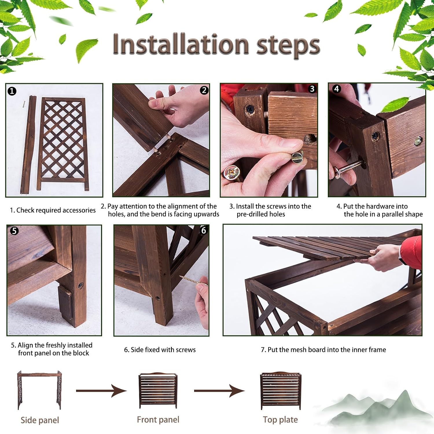 GENERIC Cache-climatiseur En Bois Avec Volets - Enceinte Extérieure Autoportante Pour équipement, Protection élégante Pour Climatiseur Et Poubelle, Décoration Intérieure/extérieure (Dimensions : 100