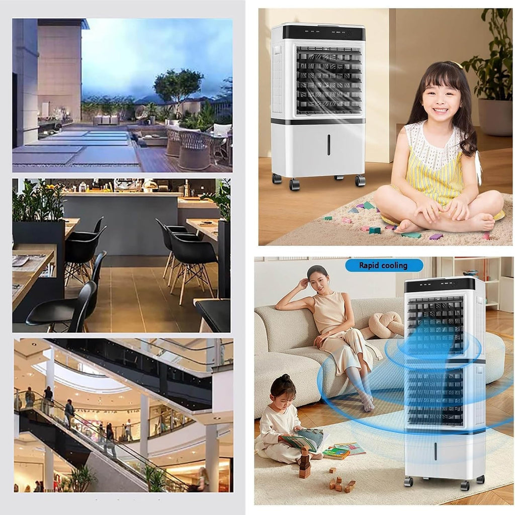GENERIC Refroidisseur évaporatif Avec Réservoir De 14L, Télécommande Et 3 étapes.Ventilateur De Tour Silencieux Avec Minuterie Pour Chambre Et Bureau.Réfrigération Portable Grâce Au Mur D'eau.