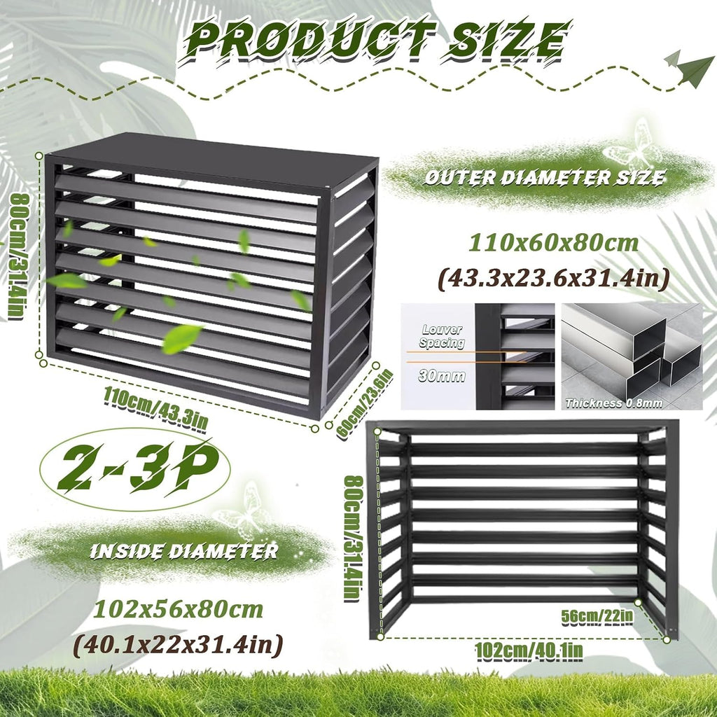GENERIC Housse De Protection En Aluminium Pour Climatiseur - Résistant Aux Intempéries - Pour Extérieur - Protection Contre Le Condensateur - Assemblage Facile - Protection Toutes Saisons