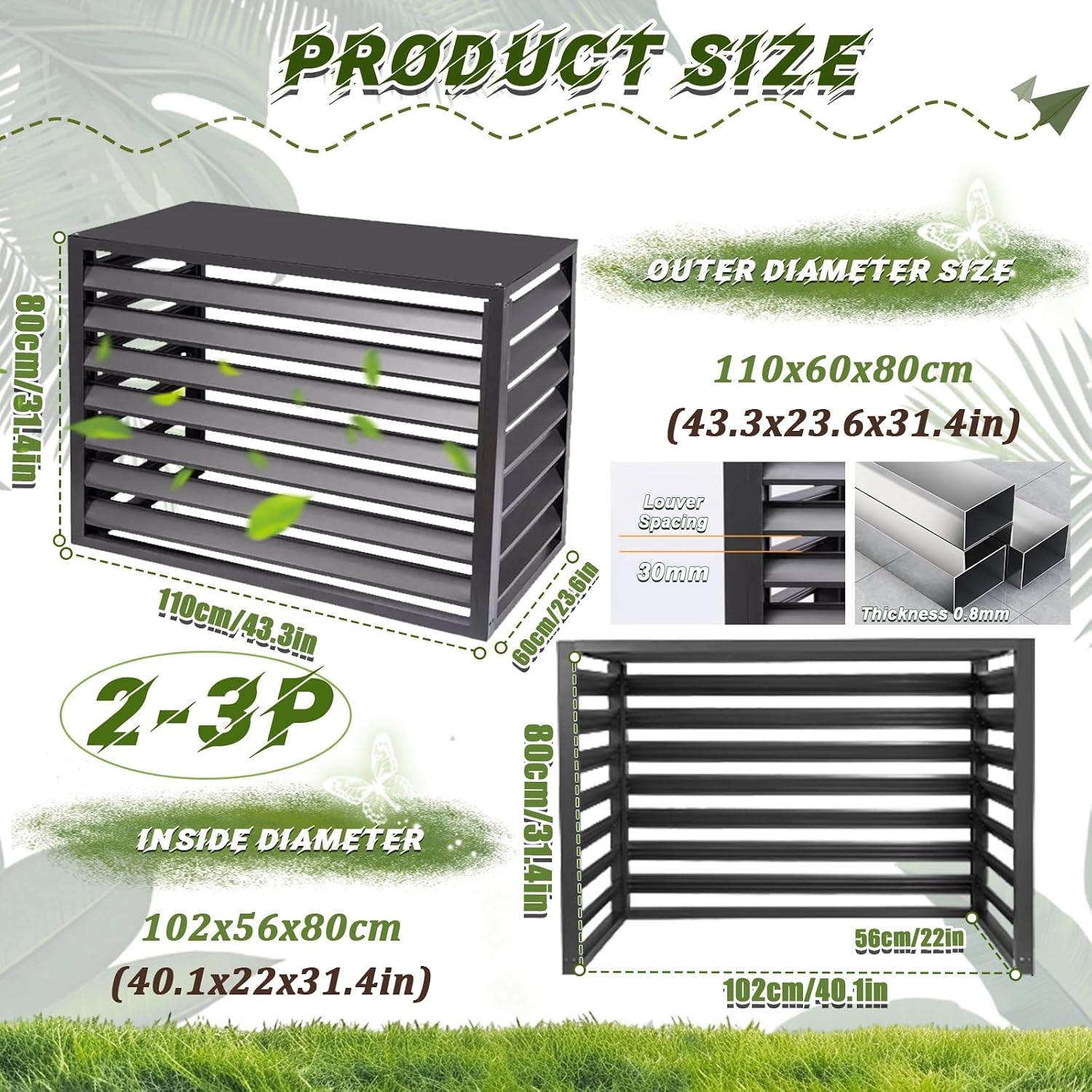 GENERIC Housse De Protection En Aluminium Pour Climatiseur - Résistant Aux Intempéries - Pour Extérieur - Protection Contre Le Condensateur - Assemblage Facile - Protection Toutes Saisons