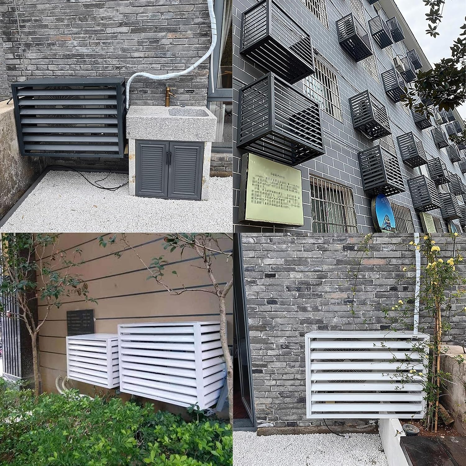 GENERIC Housse De Climatiseur Extérieur Imperméable En Aluminium Pour Pompe à Chaleur Protection De Jardin écran D'intimité Pour Climatisation Pour Toutes Les Saisons (couleur : Gris)