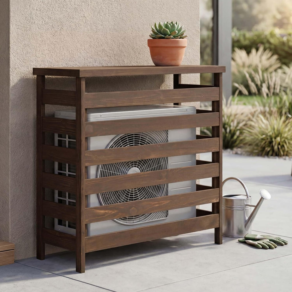  Mendler Habillage Pour Climatiseur/échangeur Thermique HWC-Q15, Cache En Bois Certifié MVG 78 X 84 X 32 Cm - Couleur Naturelle